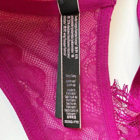 NWOT Victoria's Secret Bra 32DDD Very Sexy Push-Up Pink Lace Racerback - Picture 6 of 6